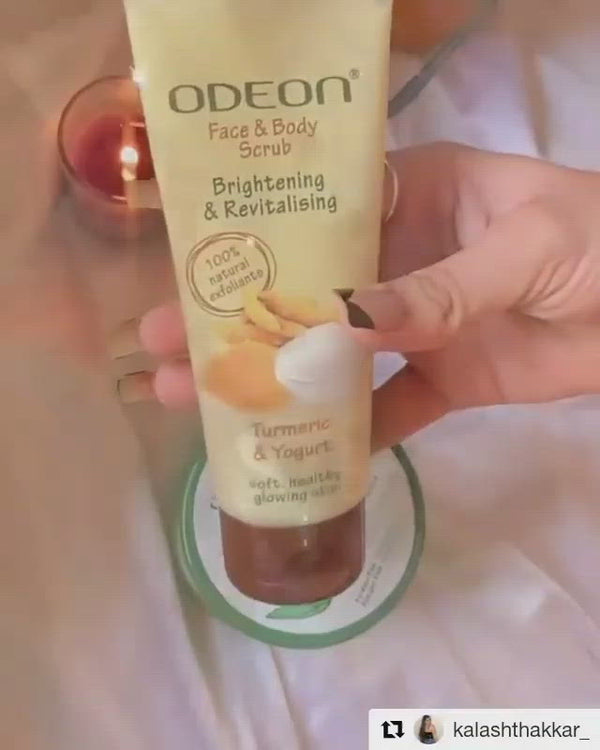 ODEON Turmeric & Yogurt Face and Body Scrub Jar 300ml + Free Neem Face Wash