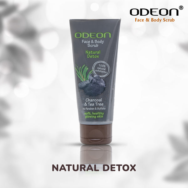ODEON Charcoal & Tea Tree Face and Body Scrub Tube 100ml