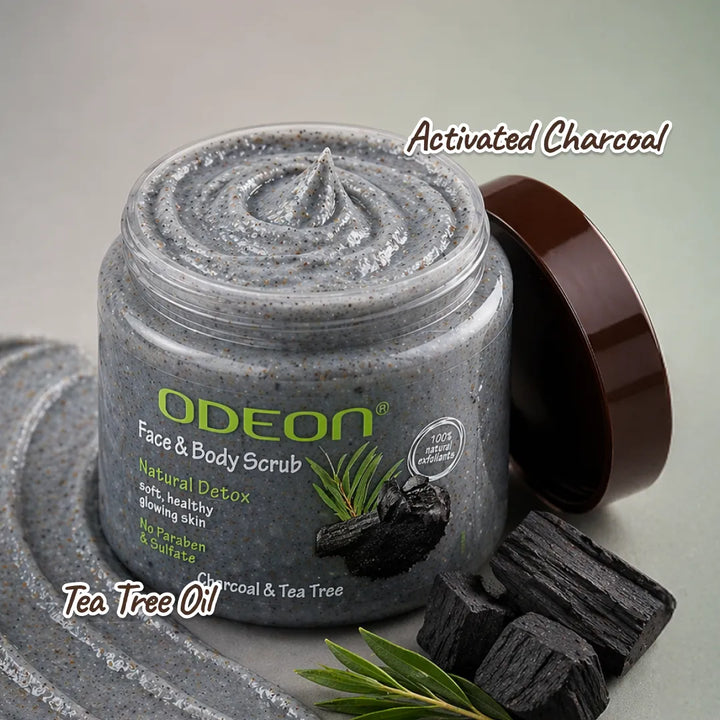 Charcoal & Tea Tree Body Scrub for Acne & Detox | Paraben-Free