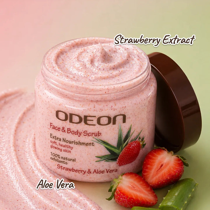 Strawberry & Aloe Vera Body Scrub – Soothing Glow Exfoliator for Sensitive Skin