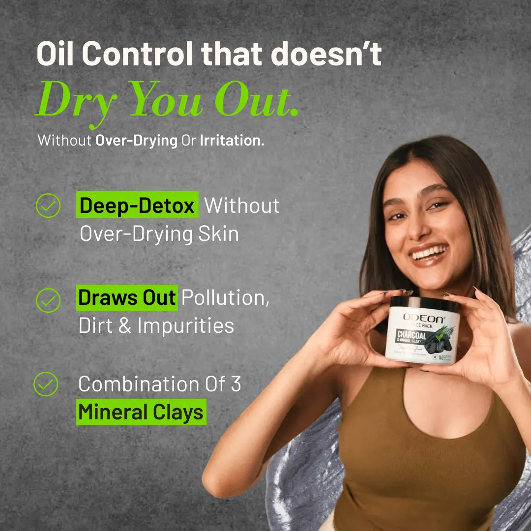 Activated Charcoal & Mineral Clay Face Pack for Oil Control & Clear Skin