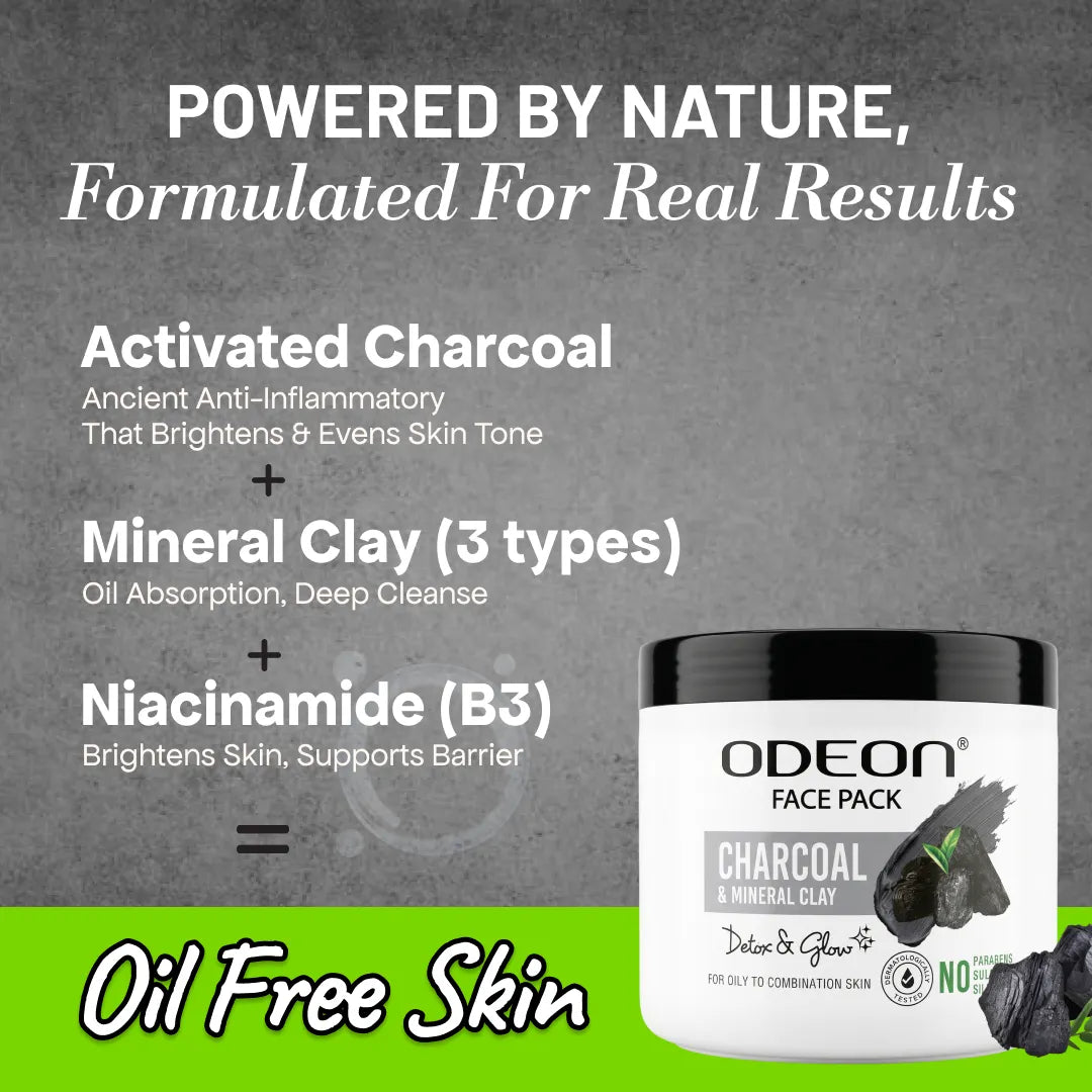 Activated Charcoal & Mineral Clay Face Pack for Oil Control & Clear Skin