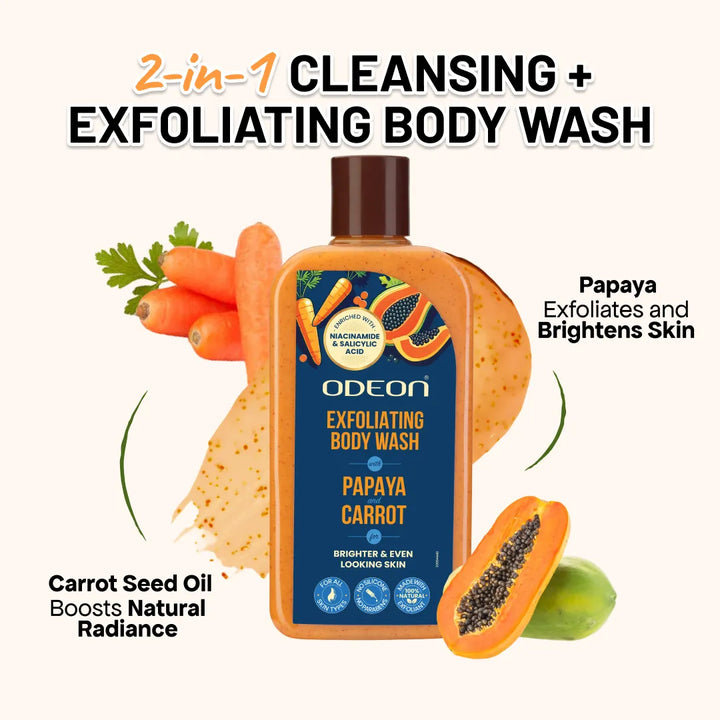 Papaya & Carrot 2-1 Exfoliating Body Wash for Dull & Uneven Skin