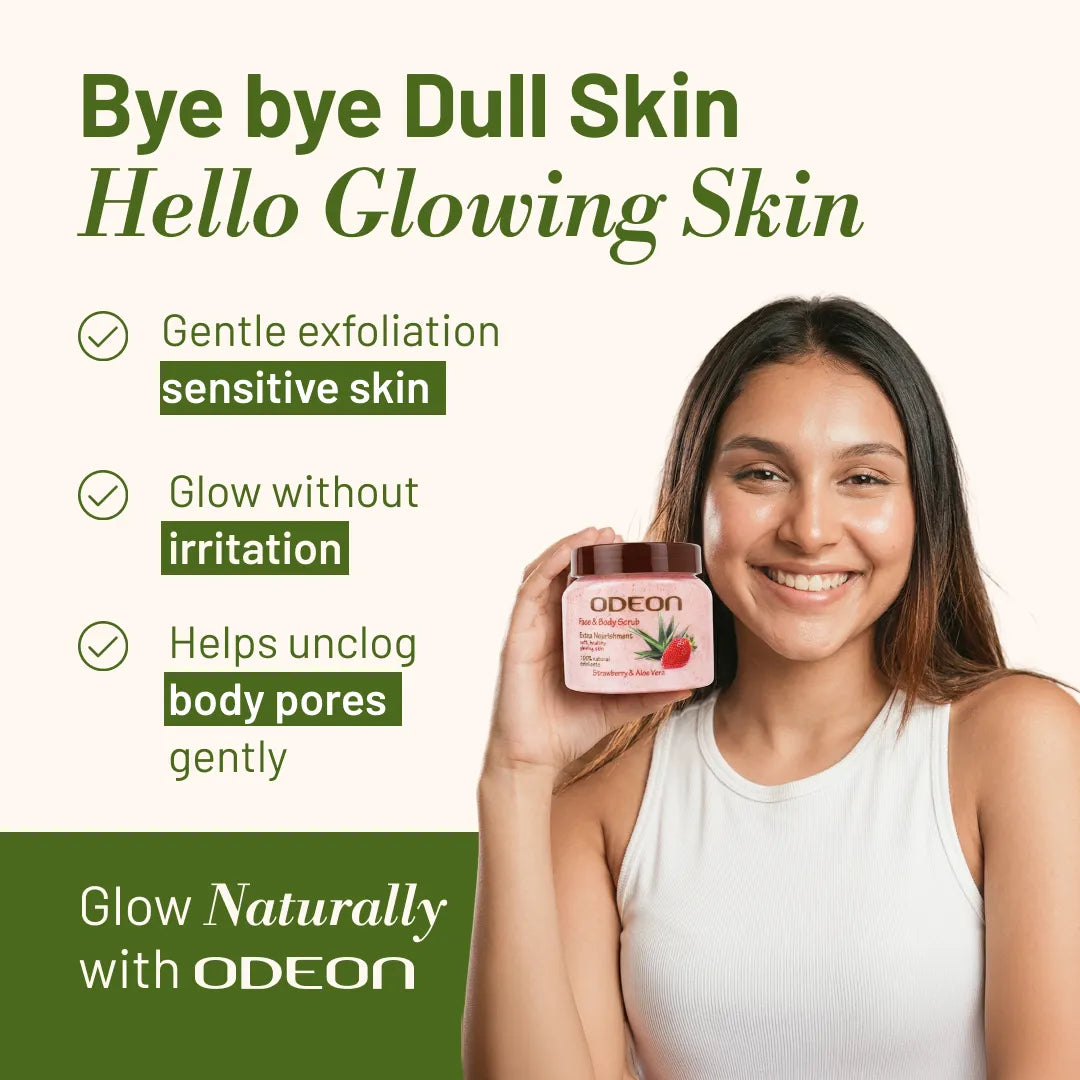 Strawberry & Aloe Vera Body Scrub – Soothing Glow Exfoliator for Sensitive Skin