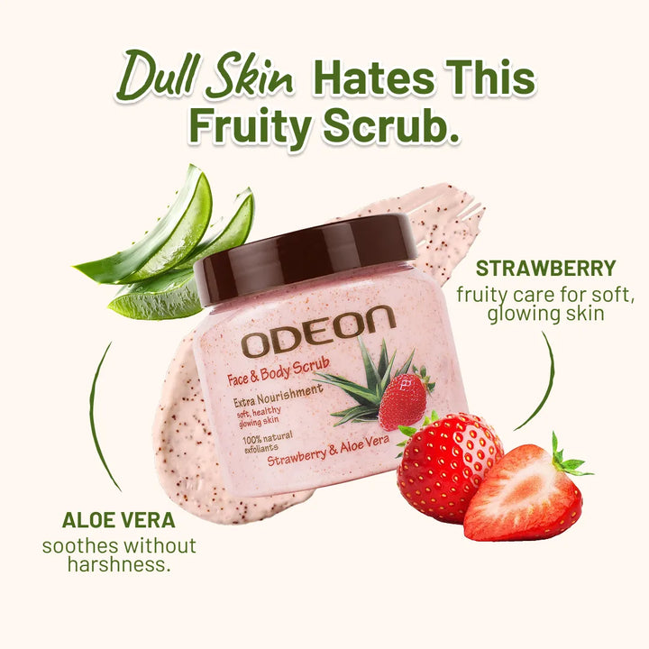 Strawberry & Aloe Vera Body Scrub – Soothing Glow Exfoliator for Sensitive Skin