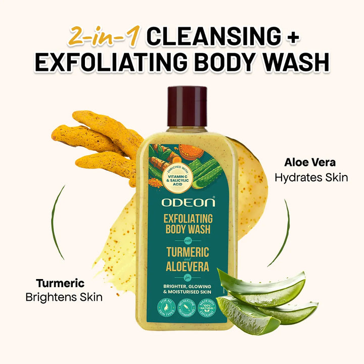 Turmeric & Aloe Vera 2-1 Exfoliating Body Wash for Tan Removal