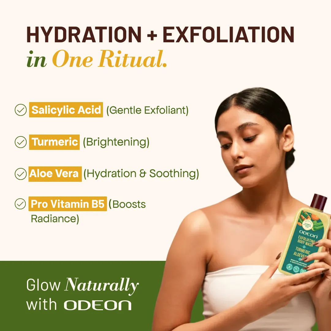 Turmeric & Aloe Vera 2-1 Exfoliating Body Wash for Tan Removal