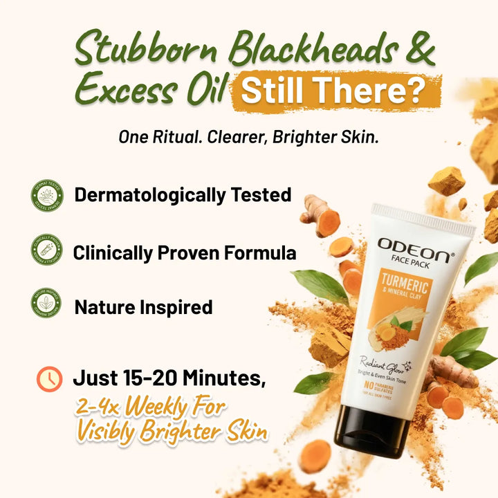Turmeric & Mineral Clay + Niacinamide  Face Pack – Oil-Free & Visibly Brighter Skin