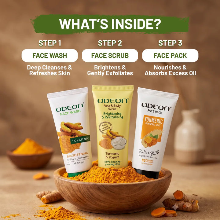 ODEON Turmeric Glow Kit - Home Facial Kit for Glowing Skin