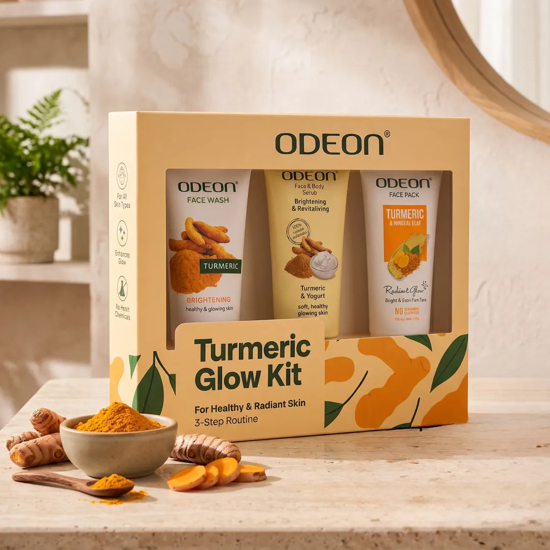 ODEON Turmeric Glow Kit - Home Facial Kit for Glowing Skin