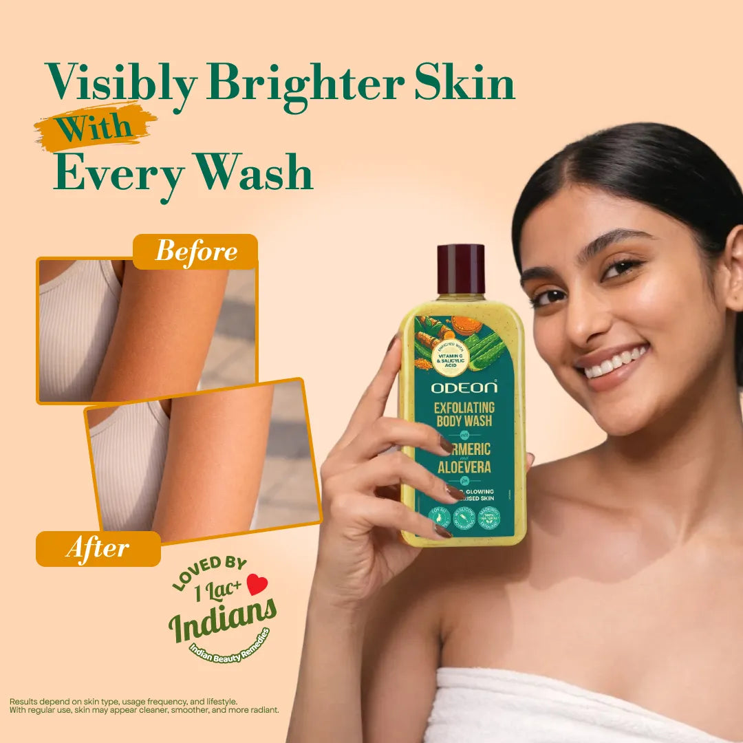 Turmeric Body Care Kit – Body Wash + Body Scrub for Tan Removal