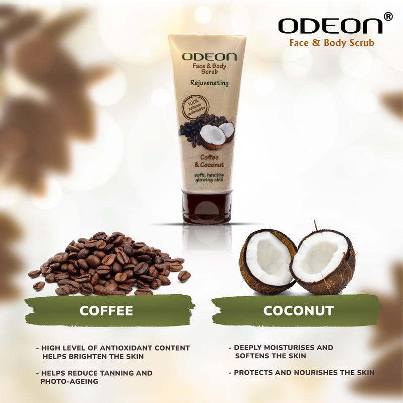 ODEON Coffee & Coconut Face and Body Scrub Tube 100ml