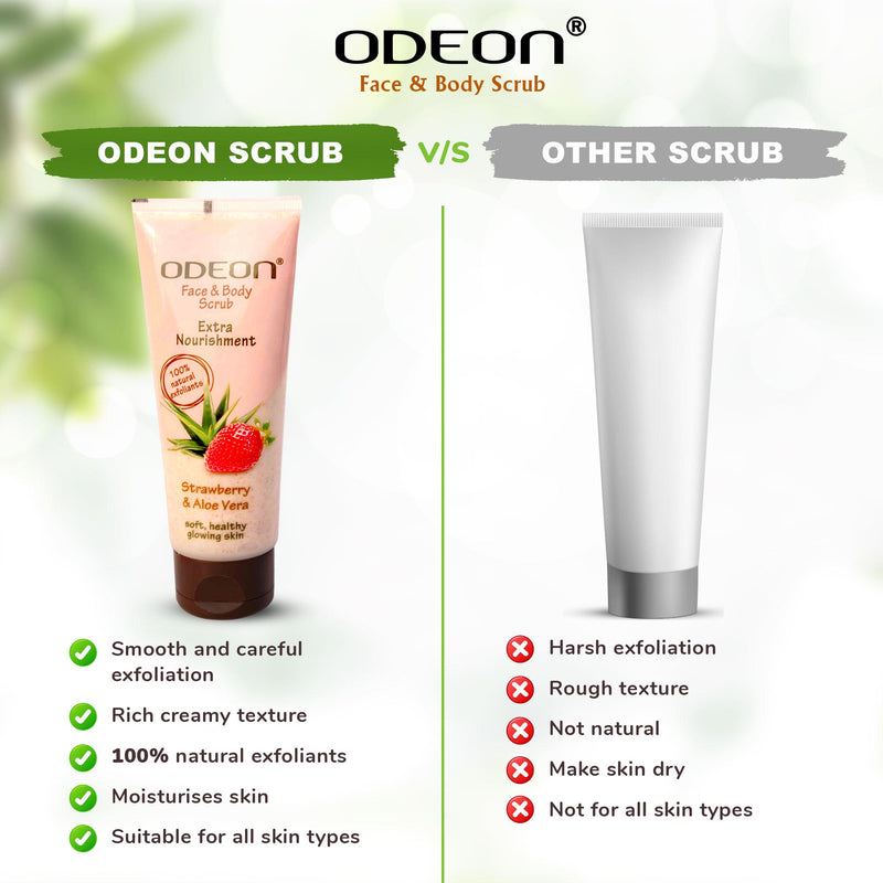 ODEON Strawberry & Aloe Vera Face and Body Scrub Tube 100ml